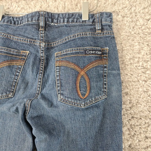 Calvin Klein Jeans Womens 8 Blue Bootcut Medium Wash Denim Embroidered - Picture 4 of 14